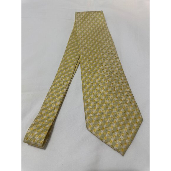Giorgio Armani 100% Silk Handmade Yellow & Gold Patterned Tie - Picture 1 of 5